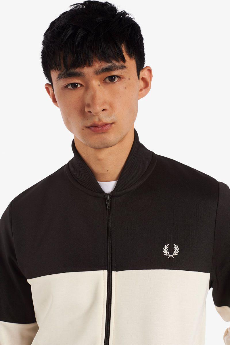 Black Fred Perry Colour Block Track Men's Jackets | PH 1188BEXC